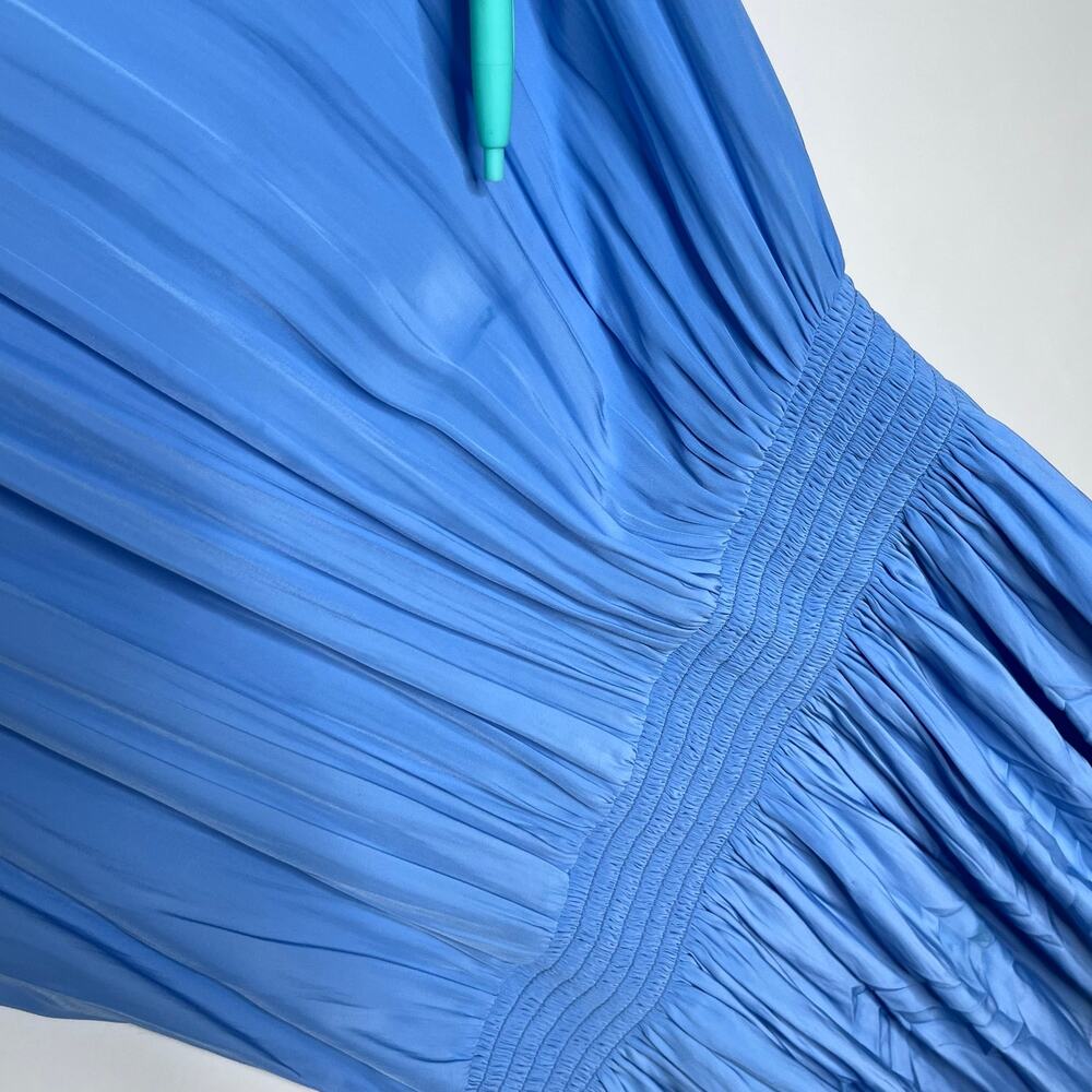 Ramy Brook Karoline Halter Mini Dress Blue Pleated Sleeveless Women Size M READ - Picture 13 of 14